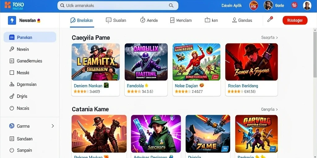Tampilan awal game yang menarik dan mudah dinavigasi.